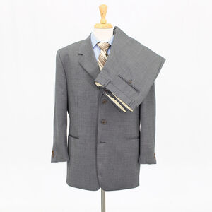 Pal Zileri 44R 37x28 Gray Full Suit Solid 3-Button Wool R406